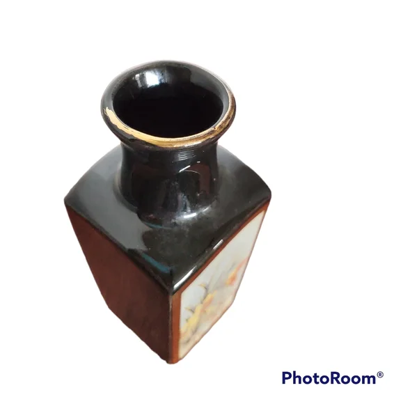 Miniature Porcelain Japanese Vase Hand-Painted with Art Of Chokin Style 3.5" Vtg - Picture 10 of 13